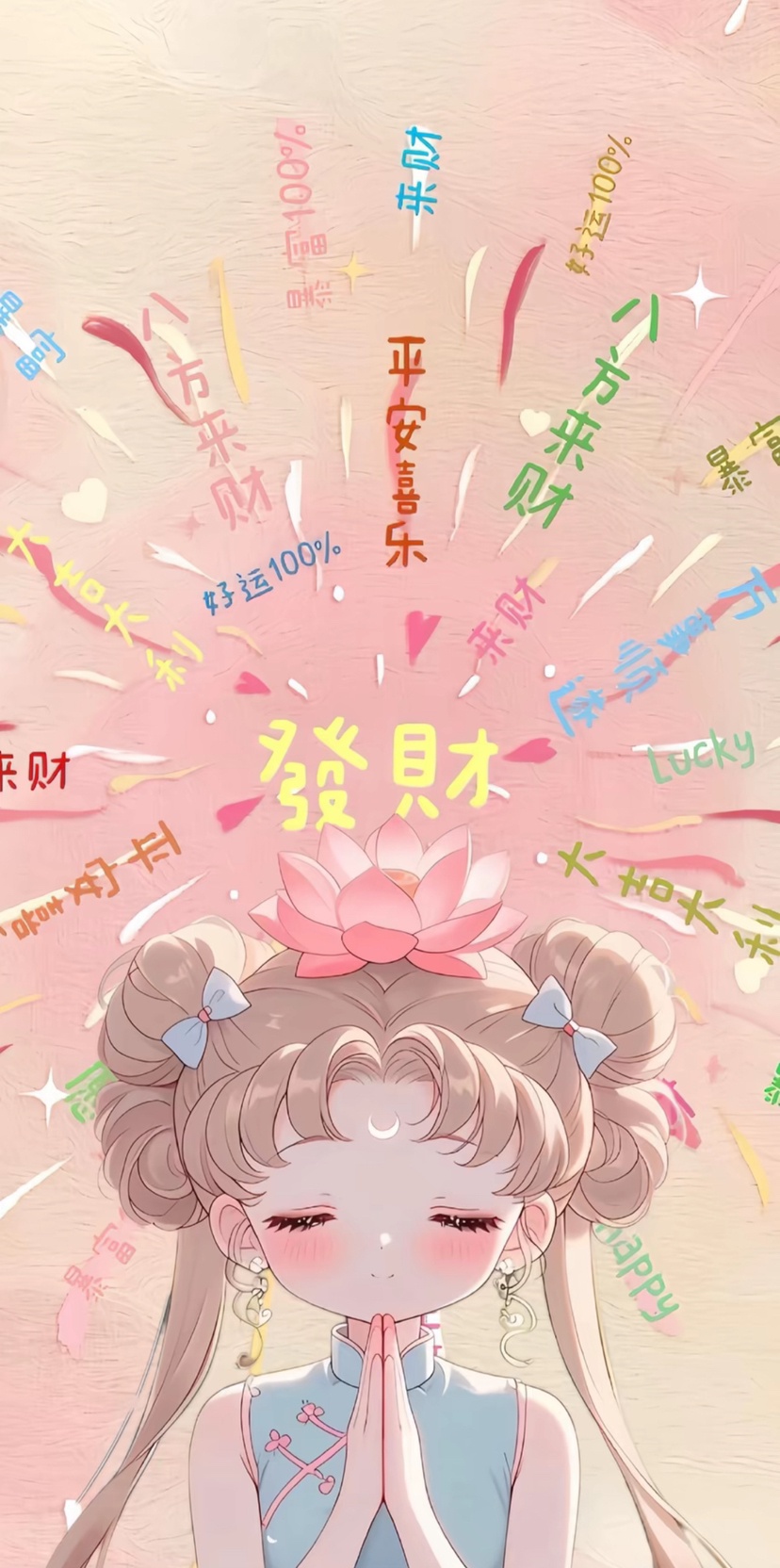 可爱卡通好运带字女生壁纸✨✨